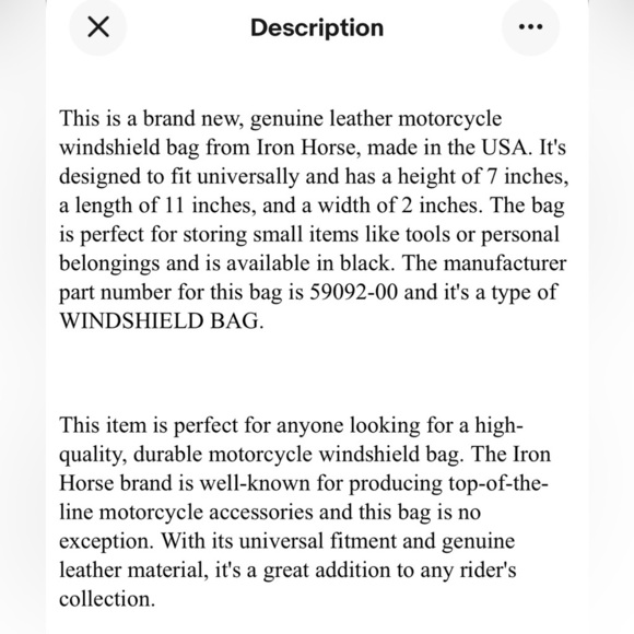 🌹THE IRON HORSE AUTHENTIC GEAR STUDDED MOTORCYCLE BAG - Picture 9 of 9